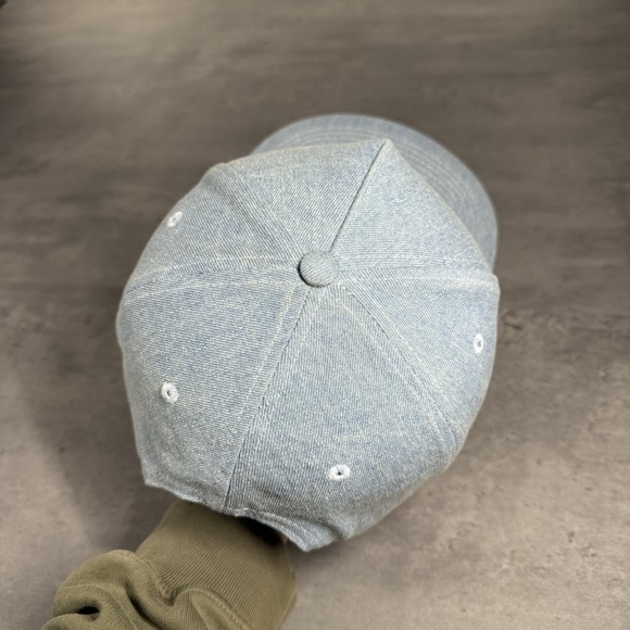 Black Ski Snapback Hat Blue Denim Chambray Brown Suede Trucker Gorpcore Cap - Picture 6 of 8